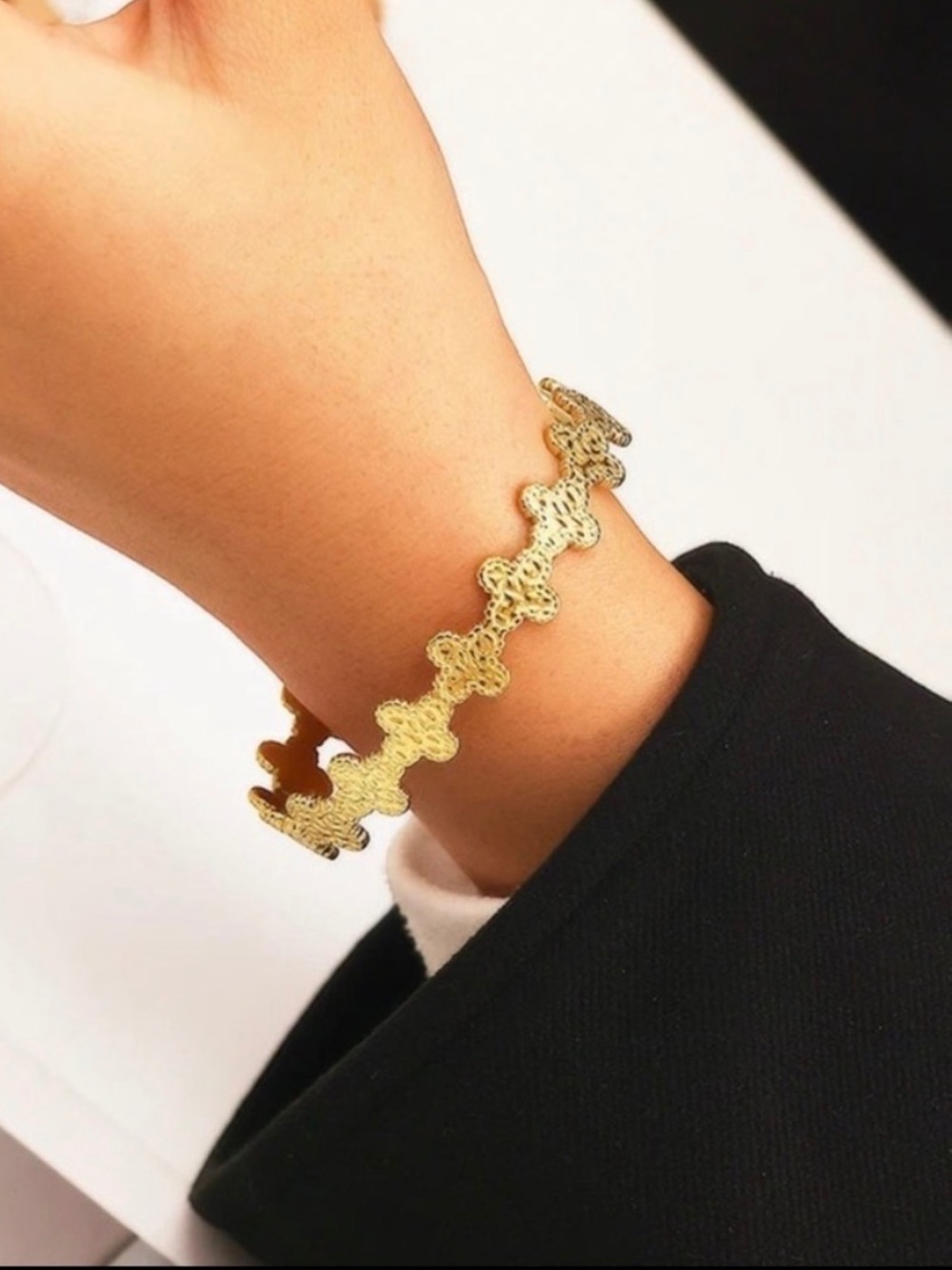 Adornia Textured Clover Cuff Bracelet